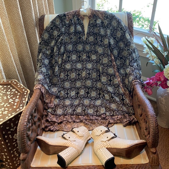 2X HOST PIC FREE PEOPLE GABI FLORAL PRINT TUNIC/DRESS BLACK MULTI KNOCKOUT PIECE - Picture 8 of 16